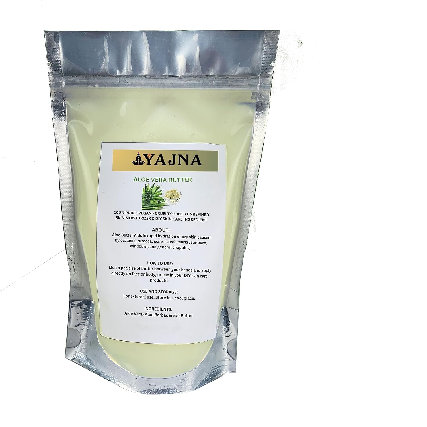 Organic Raw Aloe Vera Butter 100% Pure,Natural & Unrefined| Skin Moisturizer for Face, Body & Hair| 1 LBS/450 GM Ivory / White Grade a | DIY Creams, Balms, Lotions, Soaps| Softens Dry & Tough Skin