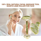 "" Jade Roller & Gua Sha Facial Tool Set: Boost Radiance and Relaxation with Gentle Massage - Reduce Puffiness, Improve Circulation, and Enhance Skincare Routine"", Green